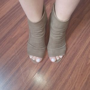 Free people leather peep toe booties